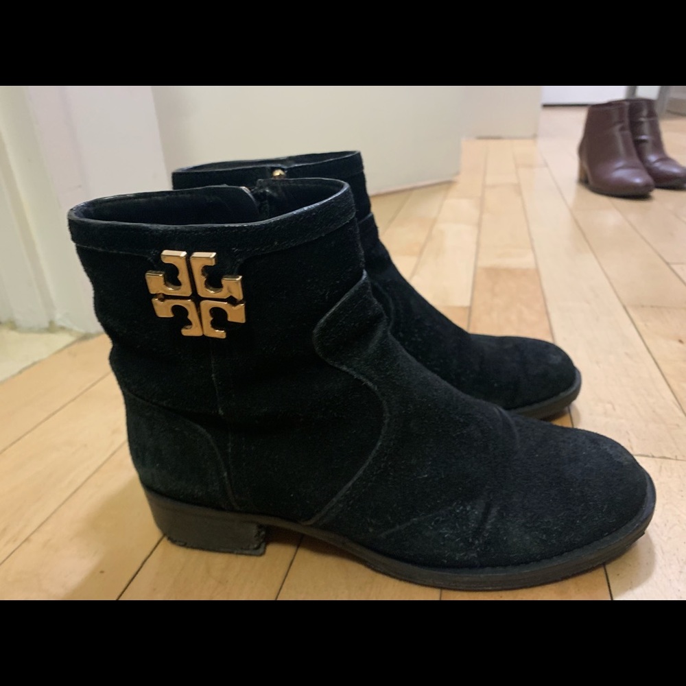 Tory Burch suede black boots / booties size 10